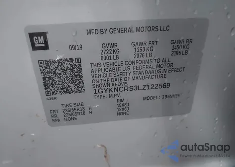 2020 Cadillac Xt5 Fwd Premium Luxury z USA, uszkodzony, nr VIN 1GYKNCRS3LZ122569